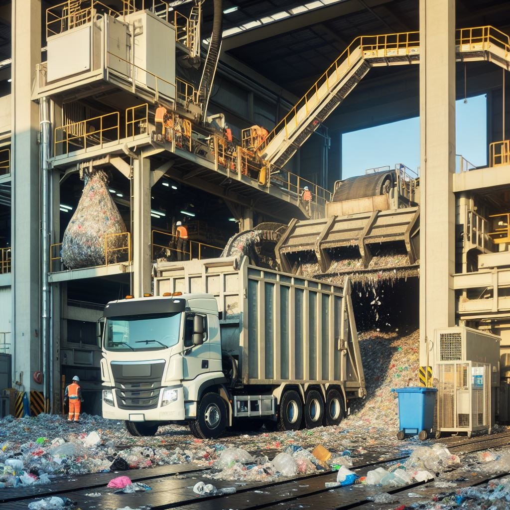 Workers at an e-waste recycling plant